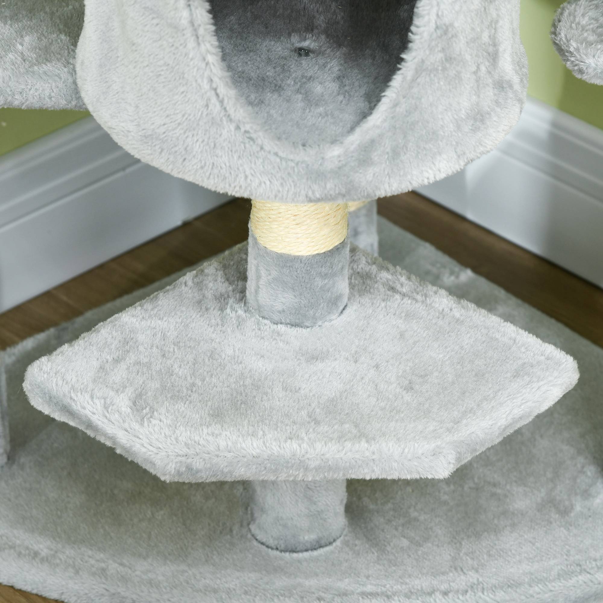 Sans Marque - Arbre à chat XXL arbre à grimper pour chat multi-équipements griffoirs 6 plate-formes 2 niches hauteur 200 cm gris - Image 10