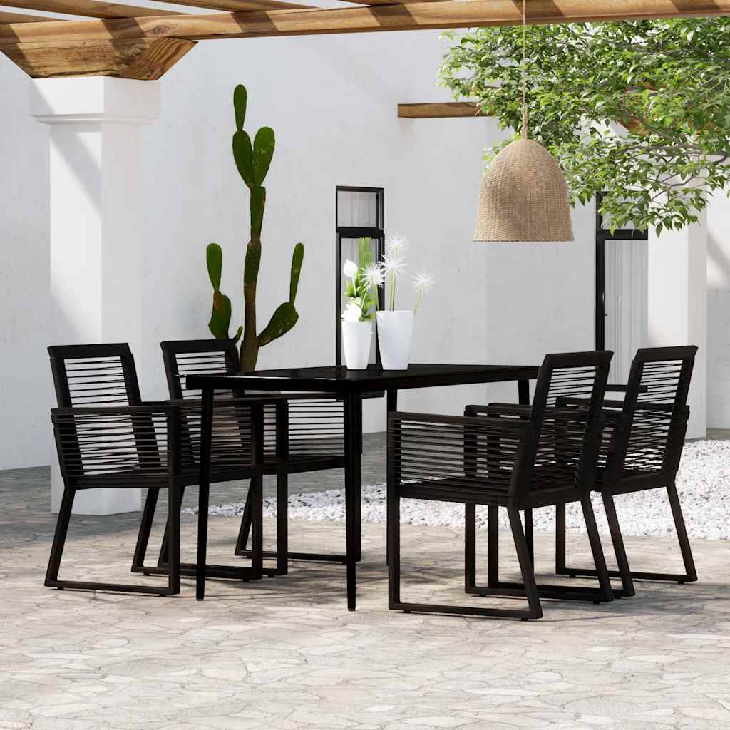 Ensemble Repas 4P 140cm Rotin PVC et Acier pour Jardin Noir – ComfortXL Outdoor Living - Image 1