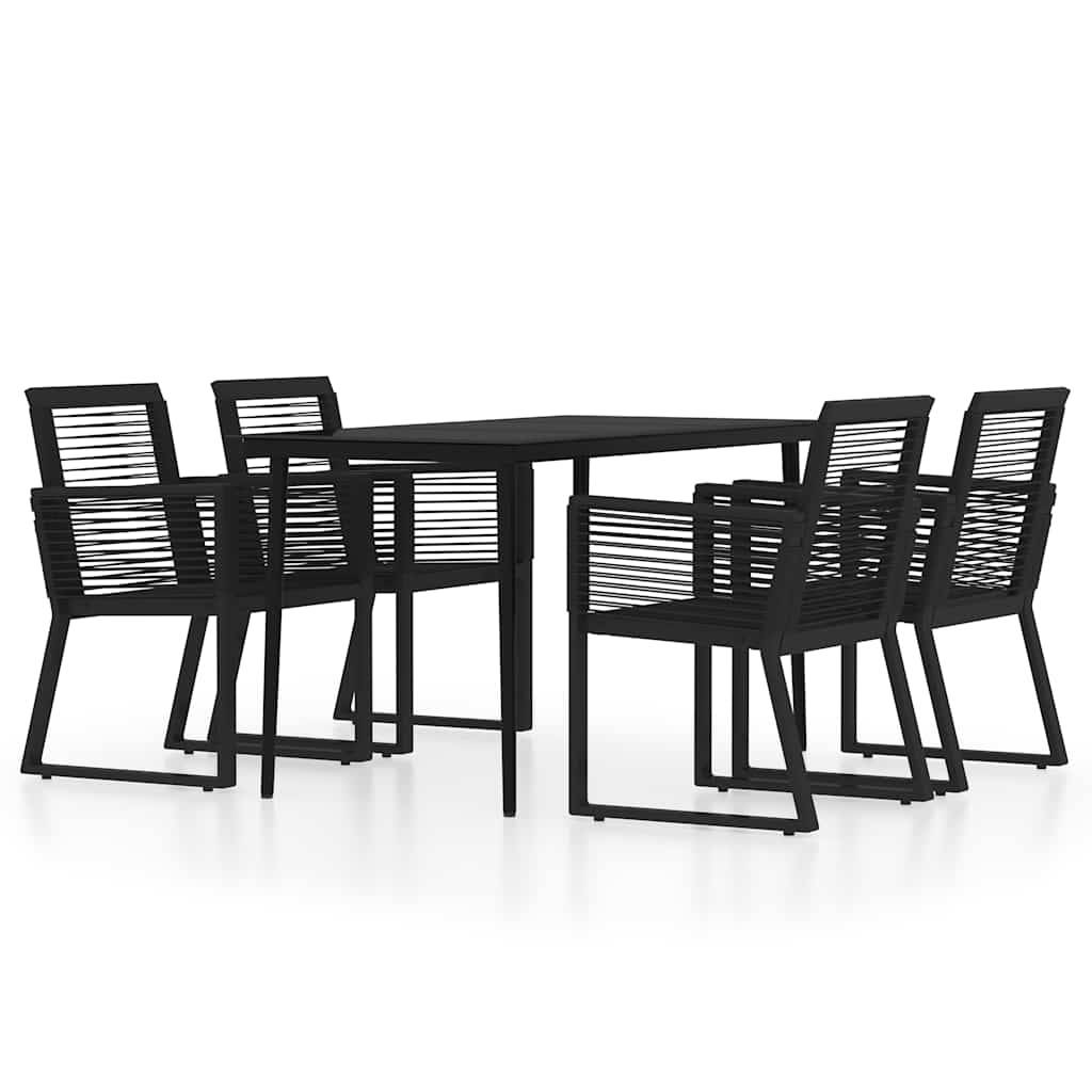 Ensemble Repas 4P 140cm Rotin PVC et Acier pour Jardin Noir – ComfortXL Outdoor Living - Image 2