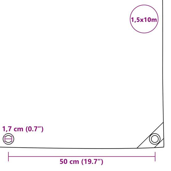 Bâche de Protection PVC 650g/m² Poids Lourd Étanche pour Jardin Bateau Chantier Gris 1,5x10 m – ComfortXL Outdoor Living - Image 6