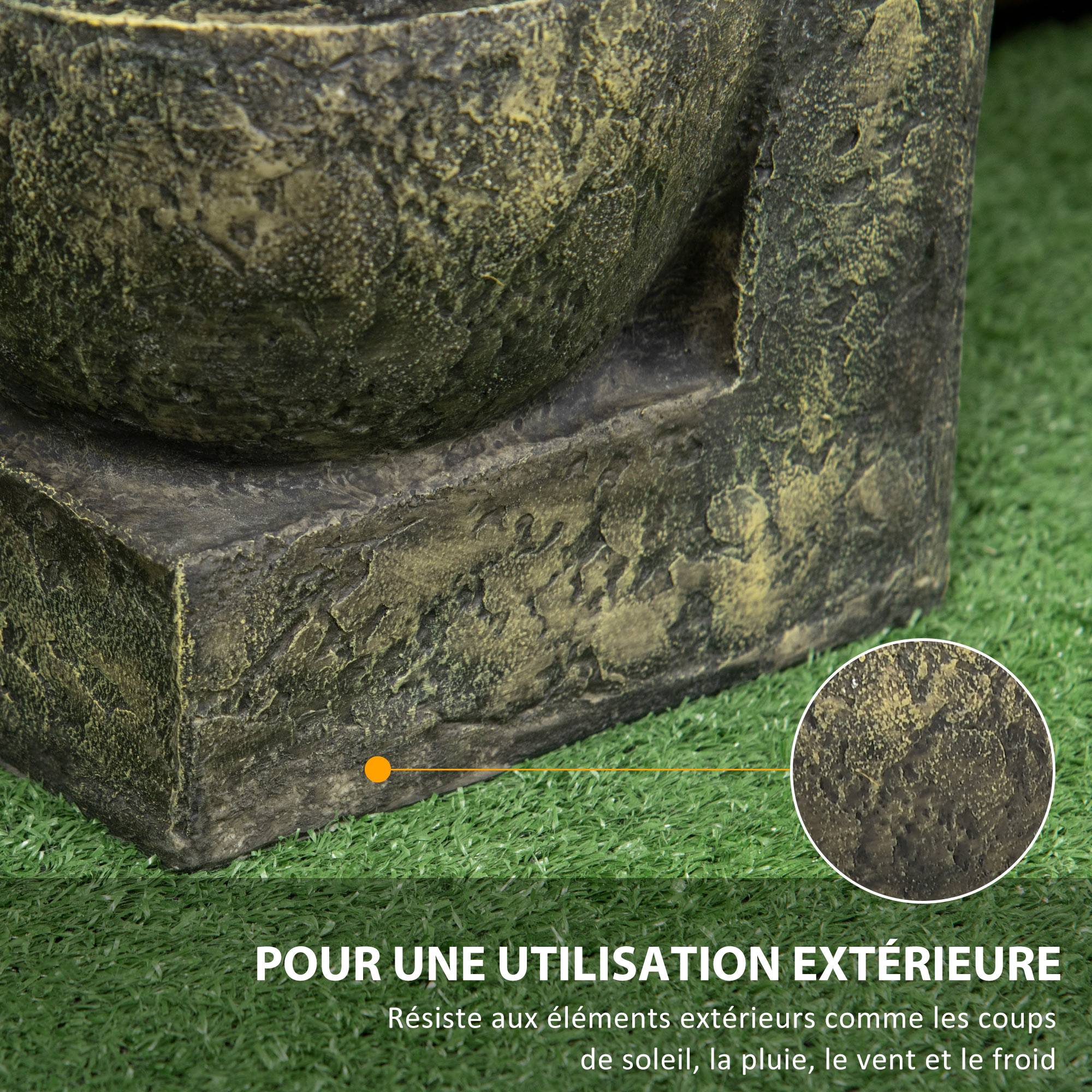 Outsunny - Fontaine de jardin zen 4 vasques 25x24x60cm débit réglable pompe submersible incluse résine noir - Outsunny - Image 6