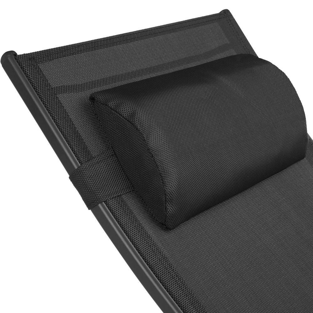 Helloshop26 - Lot de 2 transats bain de soleil avec coussin de tête noir - Image 4