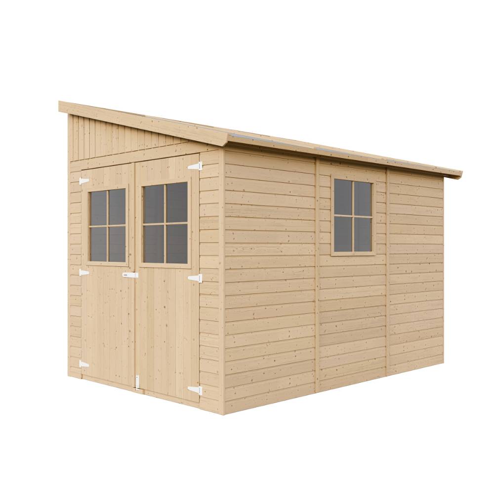 Timbela - Abri de Jardin en Bois Naturel H244x218x318 cm / 6 m² avec paroi latérale et fenêtres - 17 mm d’épaisseur - Timbela M339A - Image 4