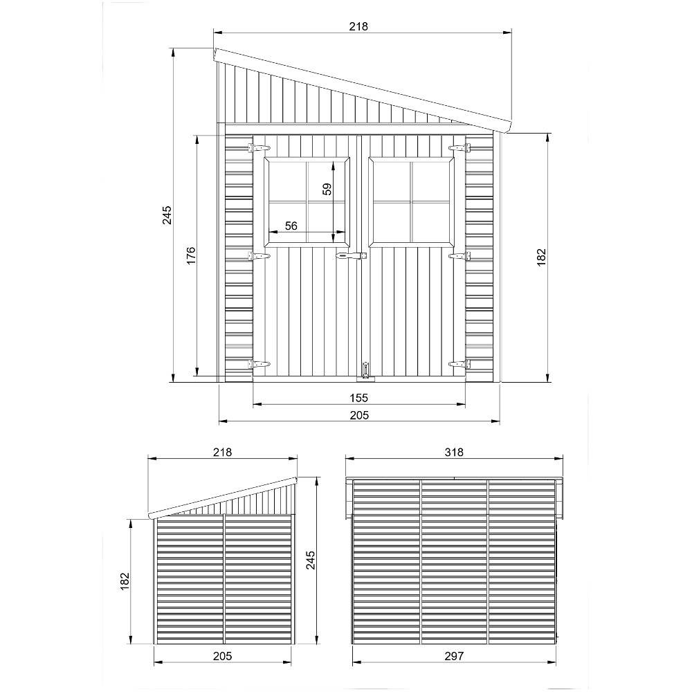 Timbela - Abri de Jardin en Bois Naturel H244x218x318 cm / 6 m² avec paroi latérale et fenêtres - 17 mm d’épaisseur - Timbela M339A - Image 5