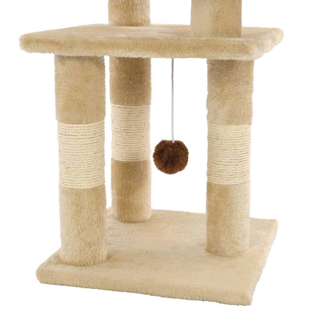 Helloshop26 - Arbre à chat griffoir grattoir niche jouet animaux peluché en sisal 65 cm beige - Image 5