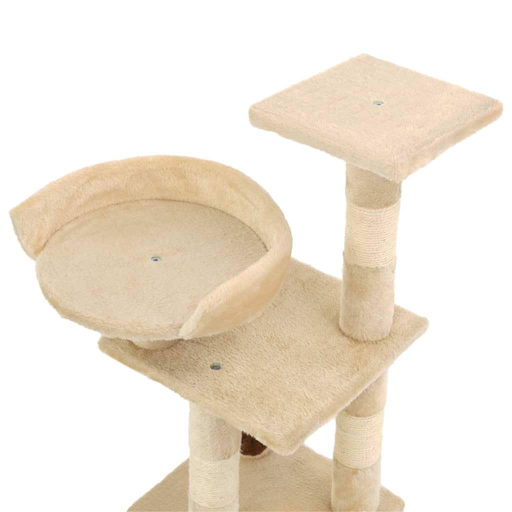 Helloshop26 - Arbre à chat griffoir grattoir niche jouet animaux peluché en sisal 65 cm beige - Image 4