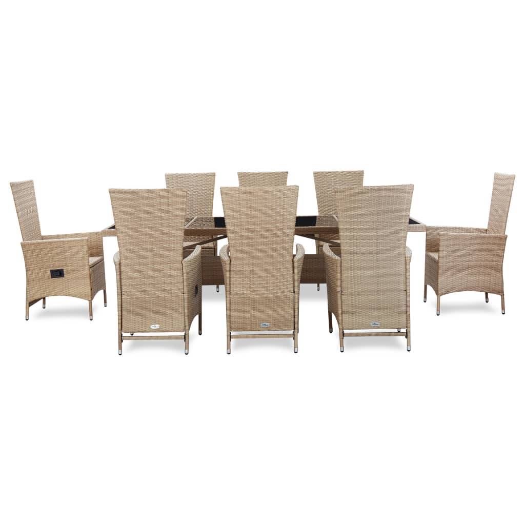 Helloshop26 - Salon de jardin meuble d'extérieur ensemble de mobilier avec coussins 9 pièces résine tressée beige - Image 1
