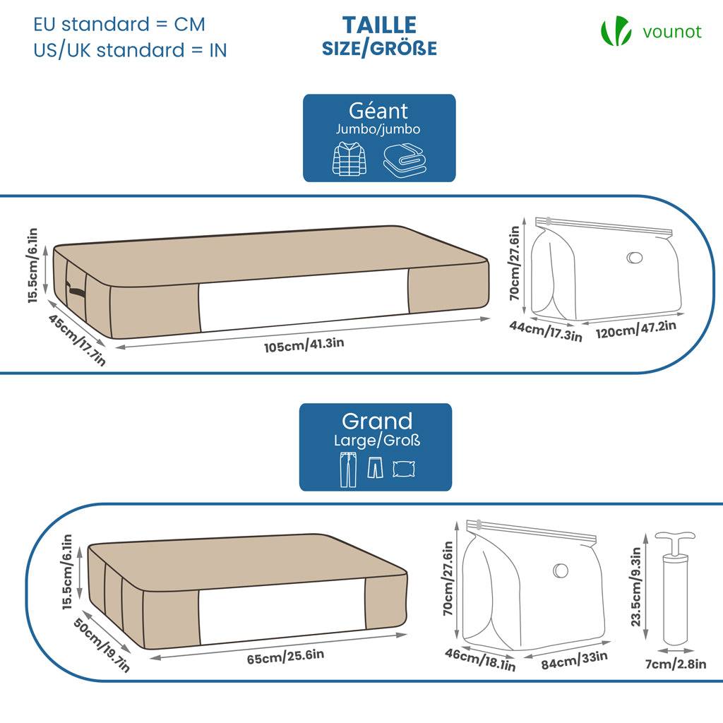 Lot de 5 Housses de rangement sous vide sous lit - Image 2