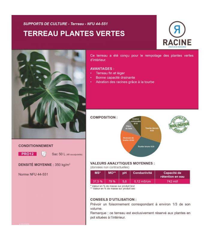 Terreau plantes vertes, 10 sacs de 50L - PRO12-10x50 - Image 3