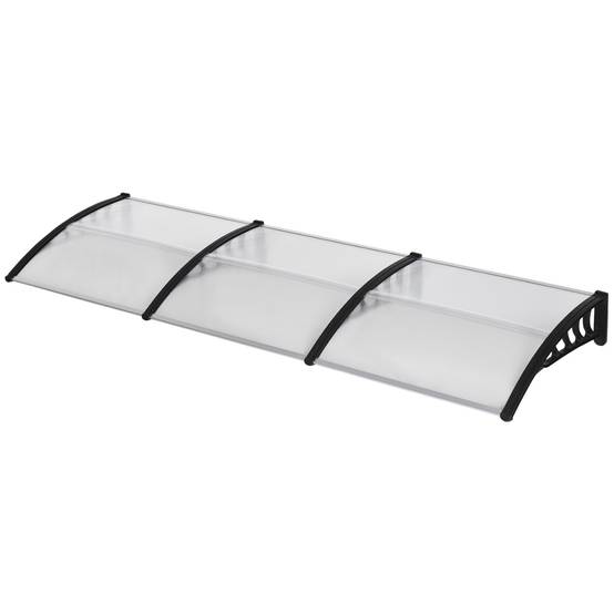 Auvent marquise polycarbonate aluminium balcons fenêtres protection UV 303x96cm transparent - ComfortXL Outdoor Living - Image 2