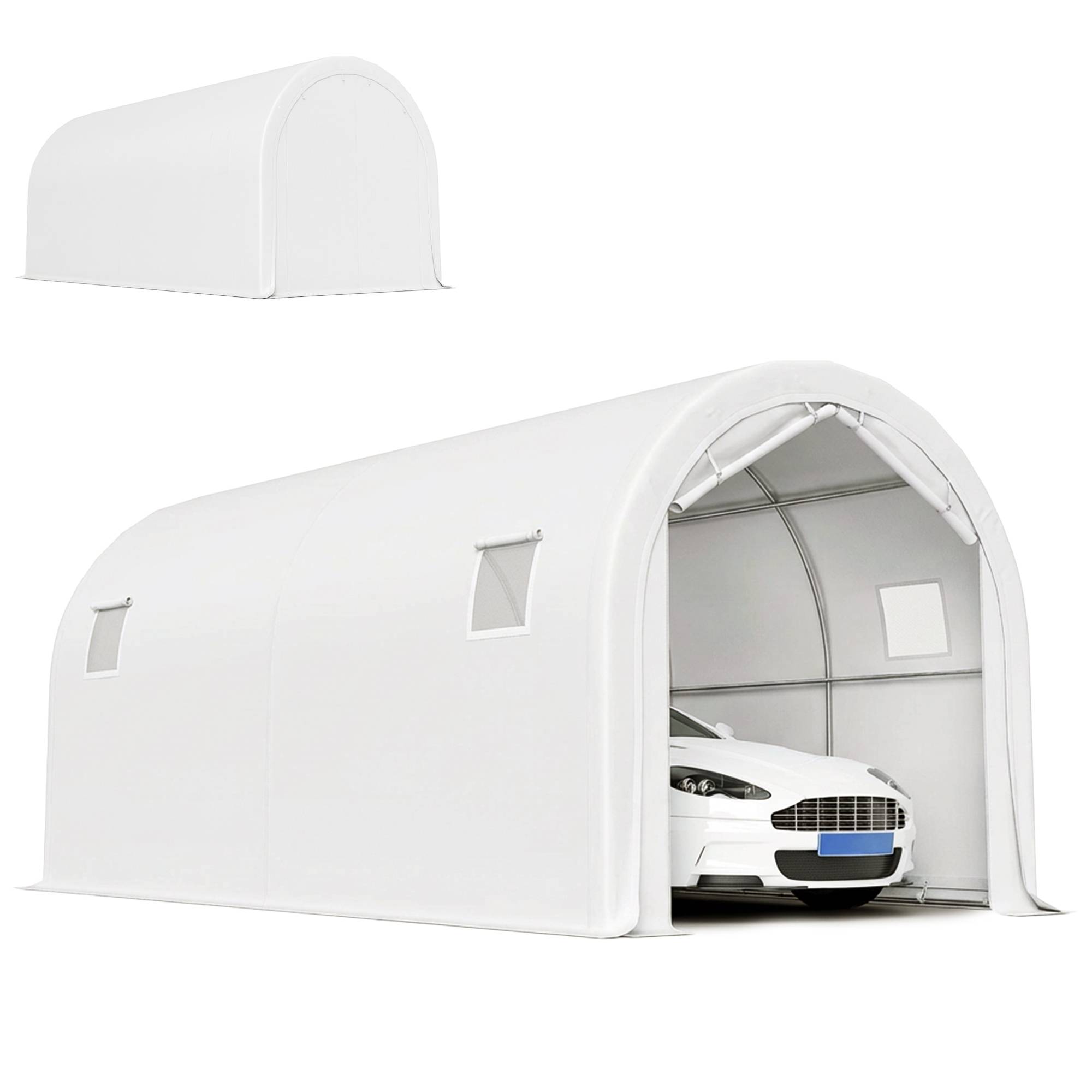 ComfortXL - Garage Voiture Extérieur 3x6m Acier Galvanisé Tente Abri Imperméable Protection UV Blanc - ComfortXL Outdoor Living - Image 2