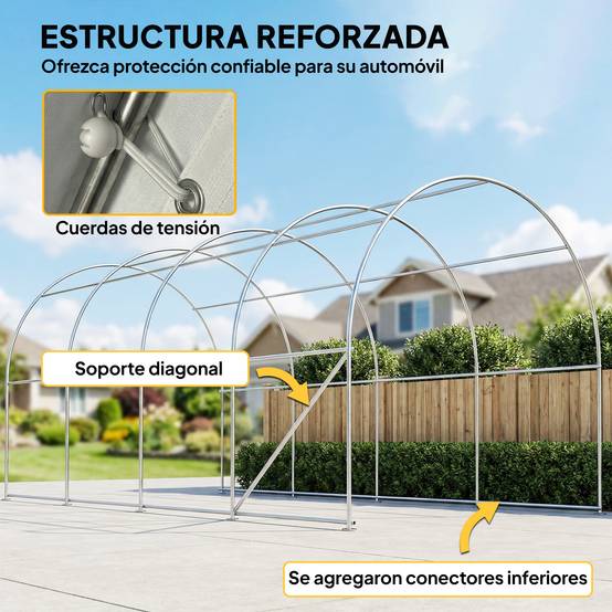 ComfortXL - Garage Voiture Extérieur 3x6m Acier Galvanisé Tente Abri Imperméable Protection UV Blanc - ComfortXL Outdoor Living - Image 9