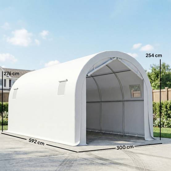 ComfortXL - Garage Voiture Extérieur 3x6m Acier Galvanisé Tente Abri Imperméable Protection UV Blanc - ComfortXL Outdoor Living - Image 5