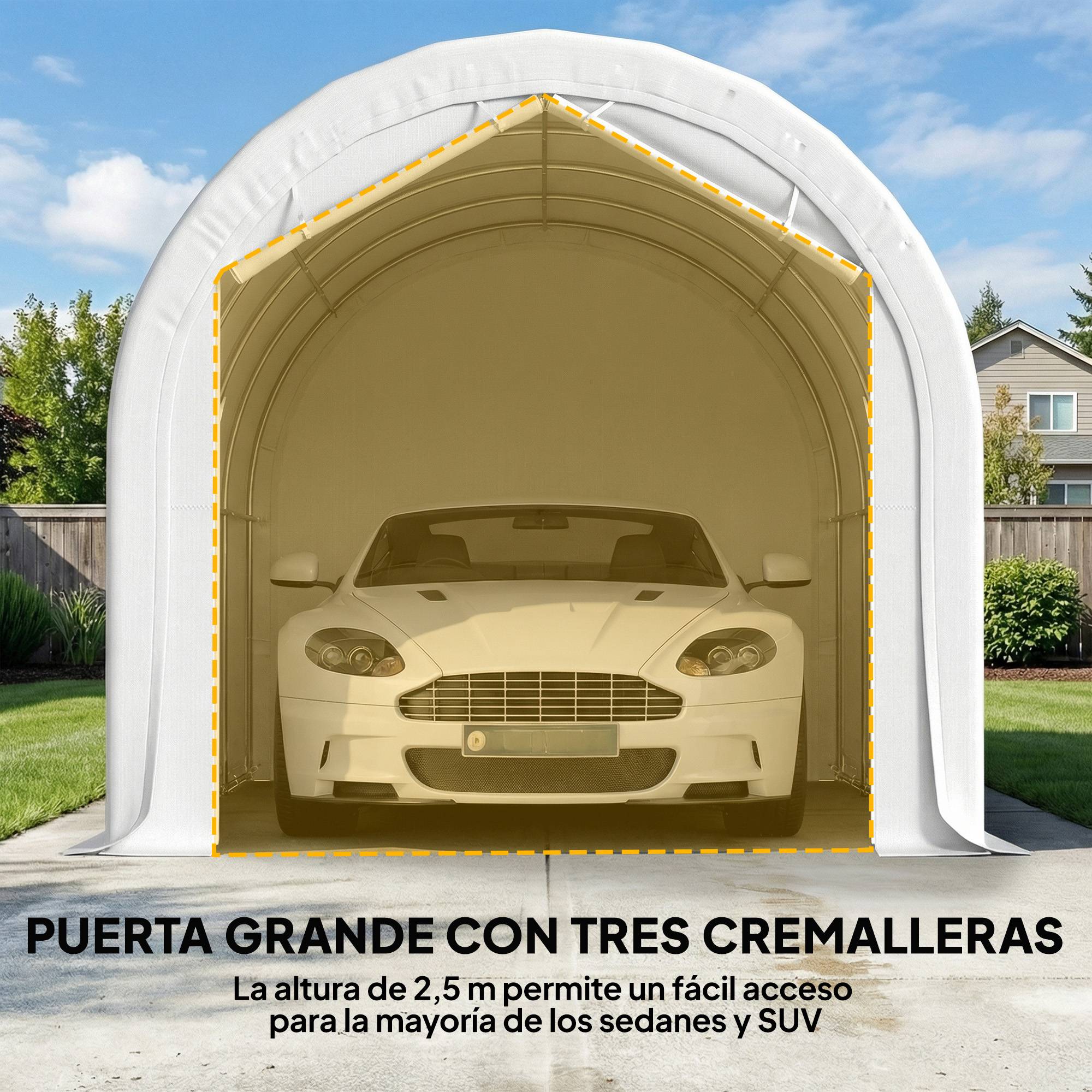 ComfortXL - Garage Voiture Extérieur 3x6m Acier Galvanisé Tente Abri Imperméable Protection UV Blanc - ComfortXL Outdoor Living - Image 8
