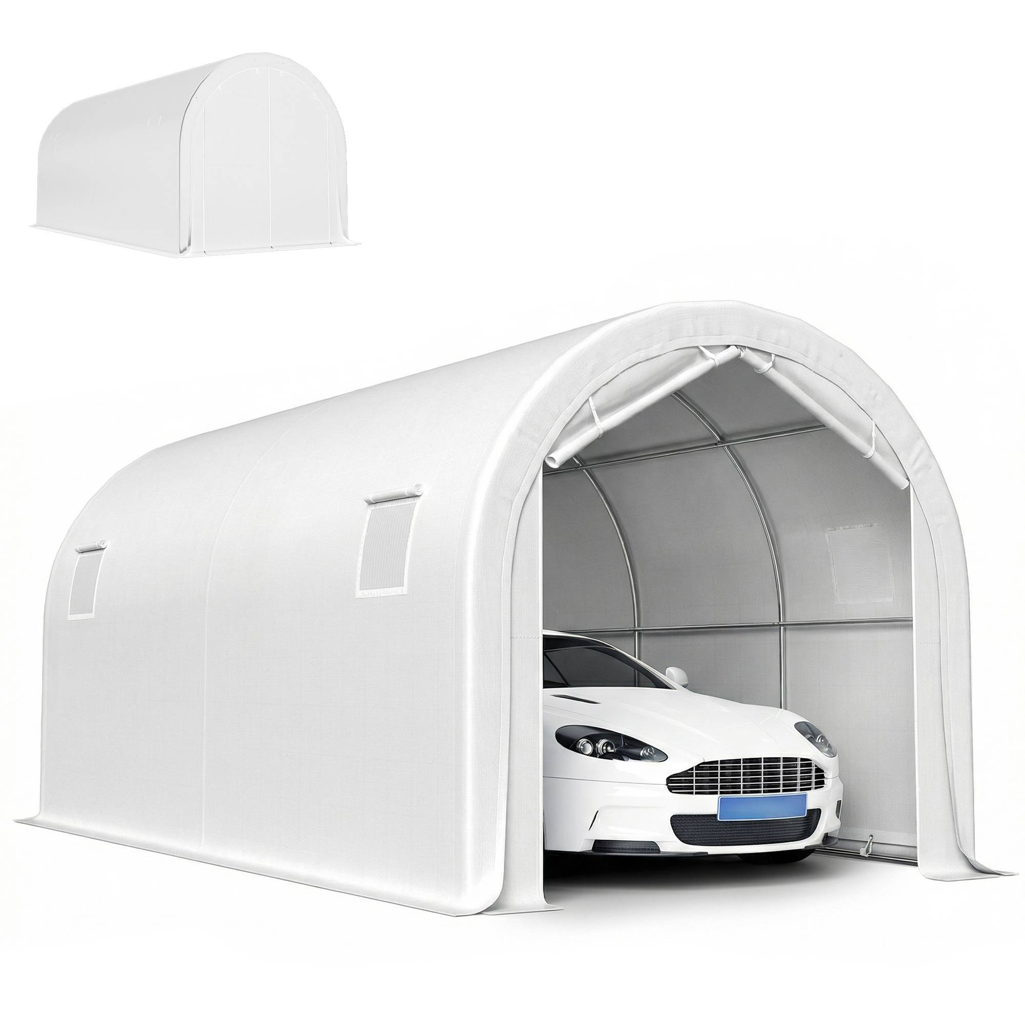 ComfortXL - Garage Voiture Extérieur 3x6m Acier Galvanisé Tente Abri Imperméable Protection UV Blanc - ComfortXL Outdoor Living