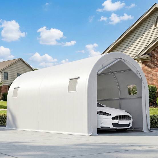 ComfortXL - Garage Voiture Extérieur 3x6m Acier Galvanisé Tente Abri Imperméable Protection UV Blanc - ComfortXL Outdoor Living - Image 4