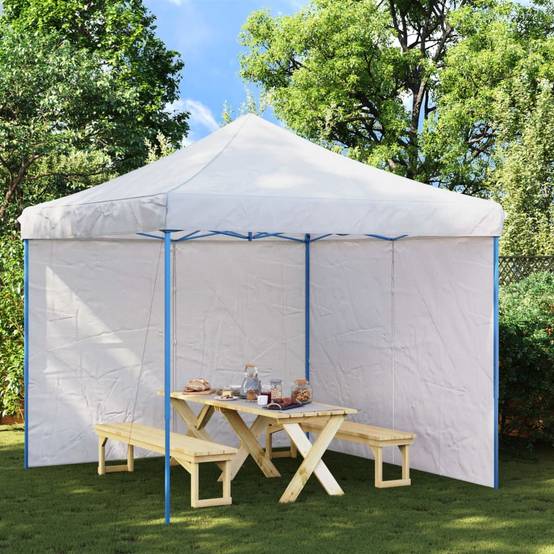 Lot de 2 Panneaux Latéraux PE avec Porte Zippée pour Barnum de Fête 3m Blanc – ComfortXL Outdoor Living - Image 1