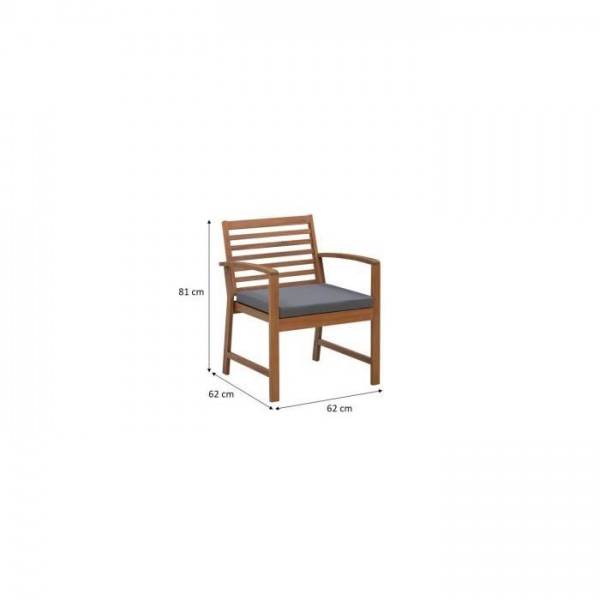 Salon de jardin en bois d'Acacia FSC avec coussins - 2 personnes - Cali - Gris - Image 6
