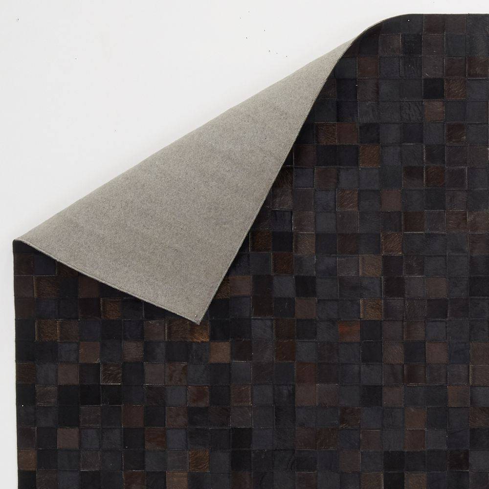 Aubry Gaspard - Tapis en peau de vache véritable Mosaïque noire - Image 4