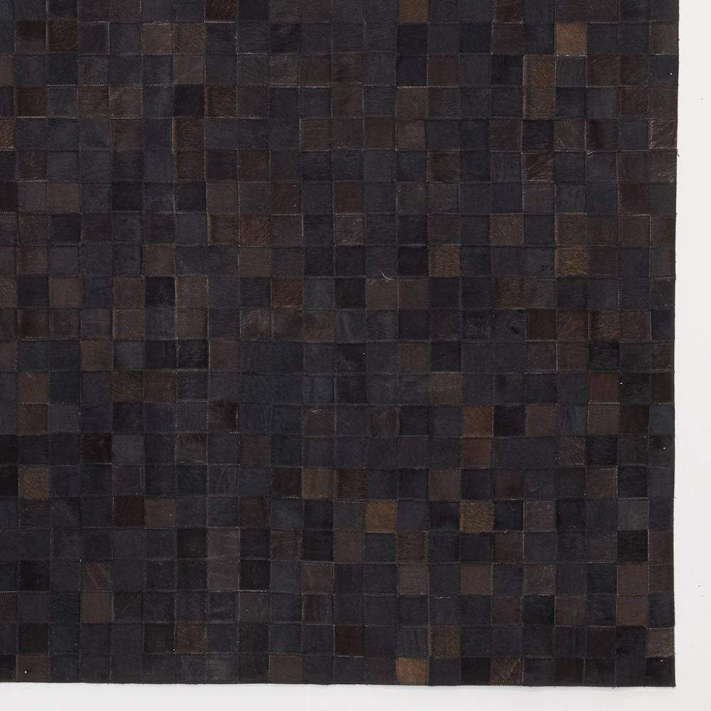 Aubry Gaspard - Tapis en peau de vache véritable Mosaïque noire - Image 3
