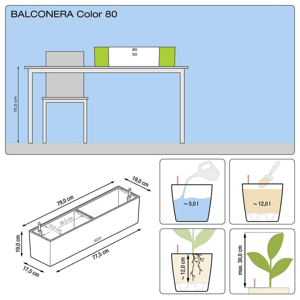 Lechuza - Pot Balconera Color 80 - kit complet, muscade - 80 cm Lechuza - Image 2