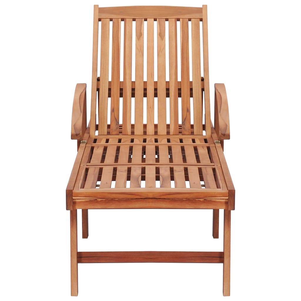 Helloshop26 - Transat chaise longue bain de soleil lit de jardin terrasse meuble d'extérieur avec coussin beige bois de teck solide - Image 4