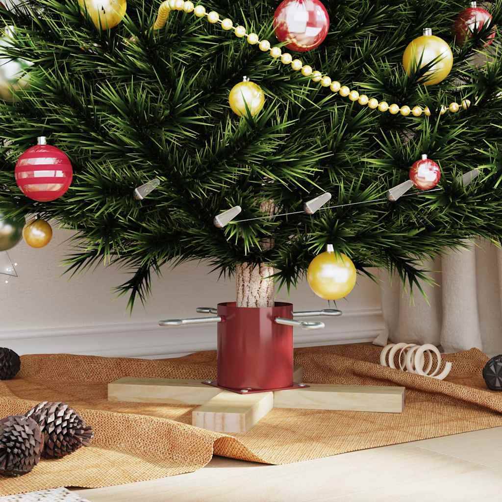 Vidaxl - Pied de Sapin de Noël 1.73 Rouge 50 x 50 x 16 cm Pin massif vidaXL 42019195 - Image 5