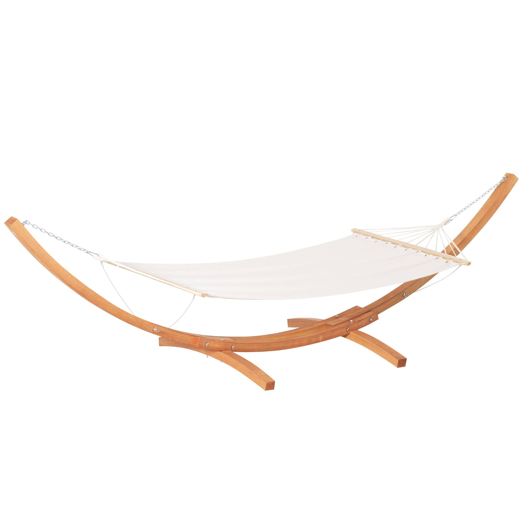 ComfortXL - Hamac de jardin sur pied en bois pour 1 personne toile coton robuste détente en extérieur 392 cm crème - ComfortXL Outdoor Living - Image 2