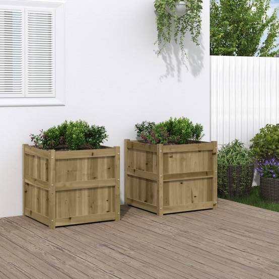 ComfortXL - Lot de 2 Jardinières Carrées Bois Pin Traité Autoclave 60x60x60 cm – ComfortXL Outdoor Living - Image 1