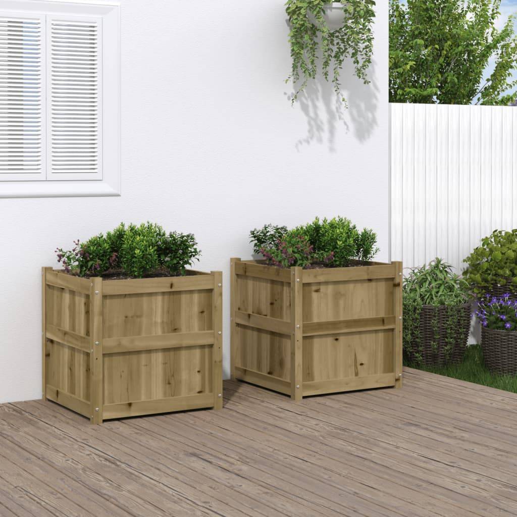 ComfortXL - Lot de 2 Jardinières Carrées Bois Pin Traité Autoclave 60x60x60 cm – ComfortXL Outdoor Living - Image 1