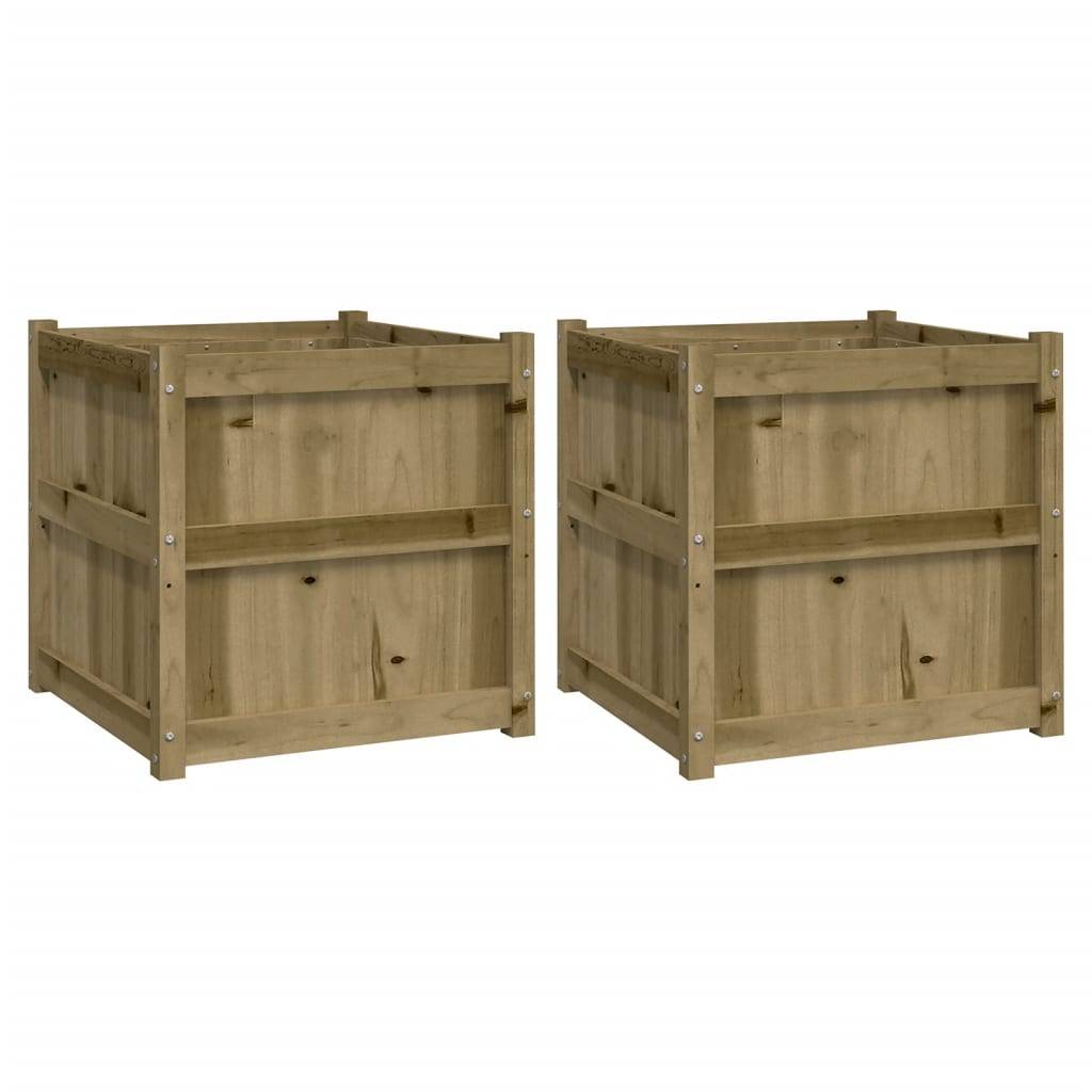 ComfortXL - Lot de 2 Jardinières Carrées Bois Pin Traité Autoclave 60x60x60 cm – ComfortXL Outdoor Living - Image 2