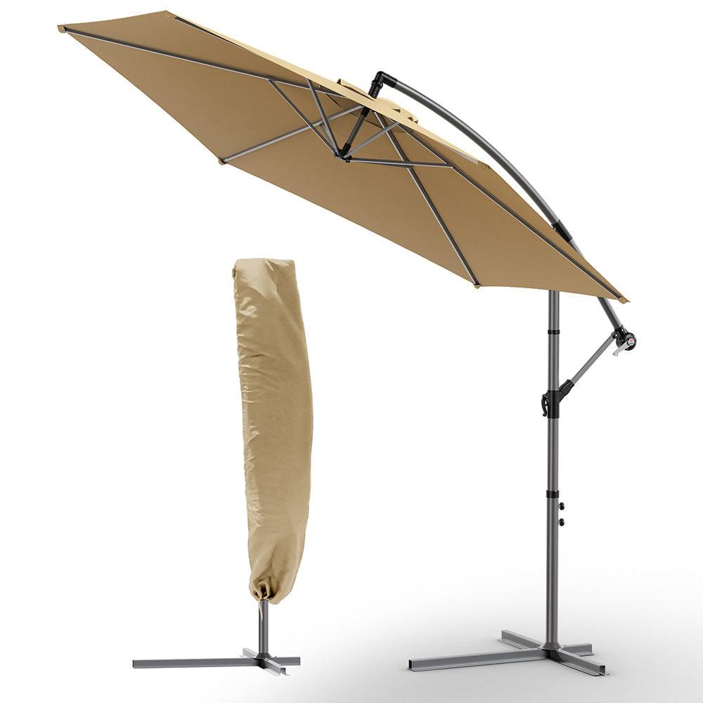 Parasol déporté inclinable 3M avec housse de protection Kaki - Inclinaison réglable - Rotatif 360° - Manivelle anti-retour - VOUNOT® - Image 1