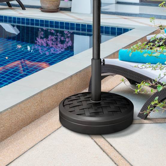 Pied parasol rond béton et résine jardin maintien stable 45cm noir - ComfortXL Outdoor Living - Image 4