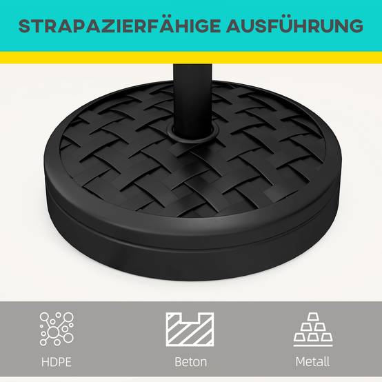 Pied parasol rond béton et résine jardin maintien stable 45cm noir - ComfortXL Outdoor Living - Image 7