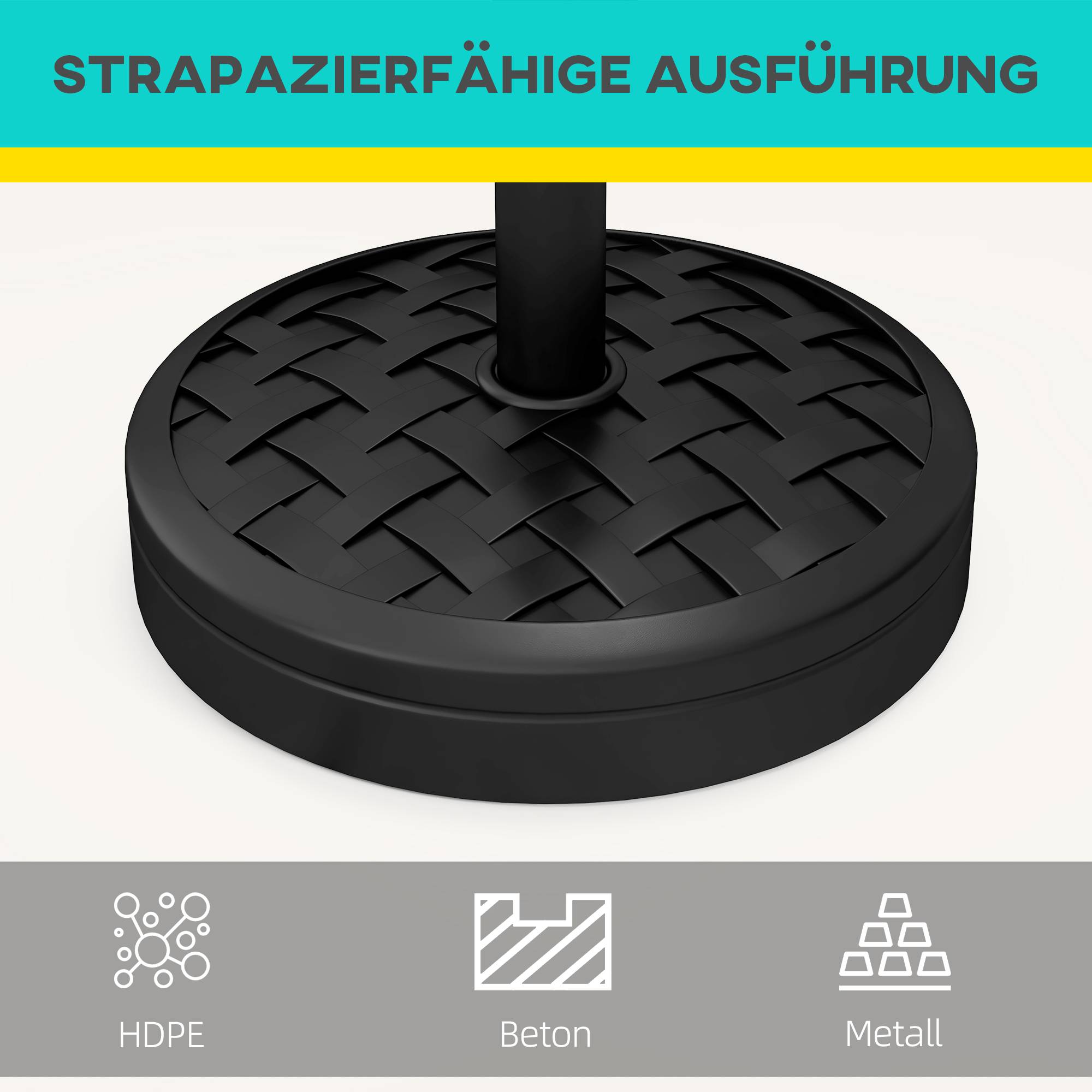 Pied parasol rond béton et résine jardin maintien stable 45cm noir - ComfortXL Outdoor Living - Image 7