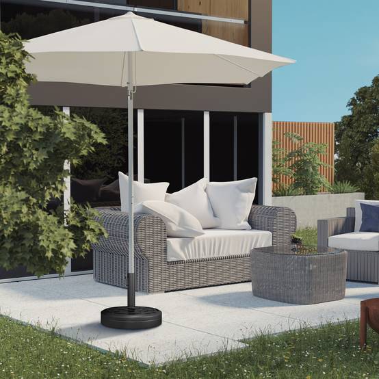 Pied parasol rond béton et résine jardin maintien stable 45cm noir - ComfortXL Outdoor Living - Image 3