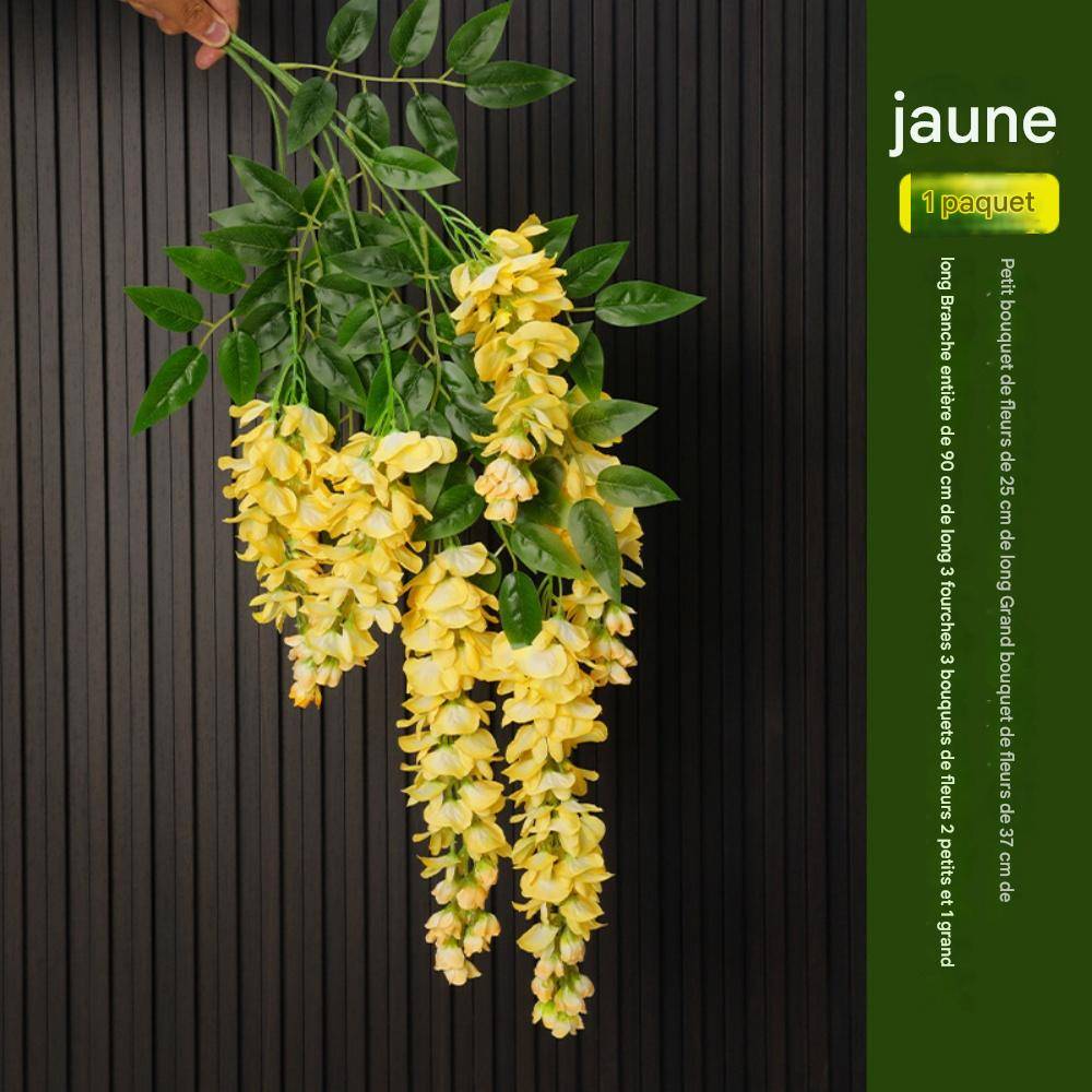 Décoration Plafond Glycine et Cassia Artificielles Jaune - Lot de 2 - Fleurs Réalistes Sans Entretien - Lytech - Image 1
