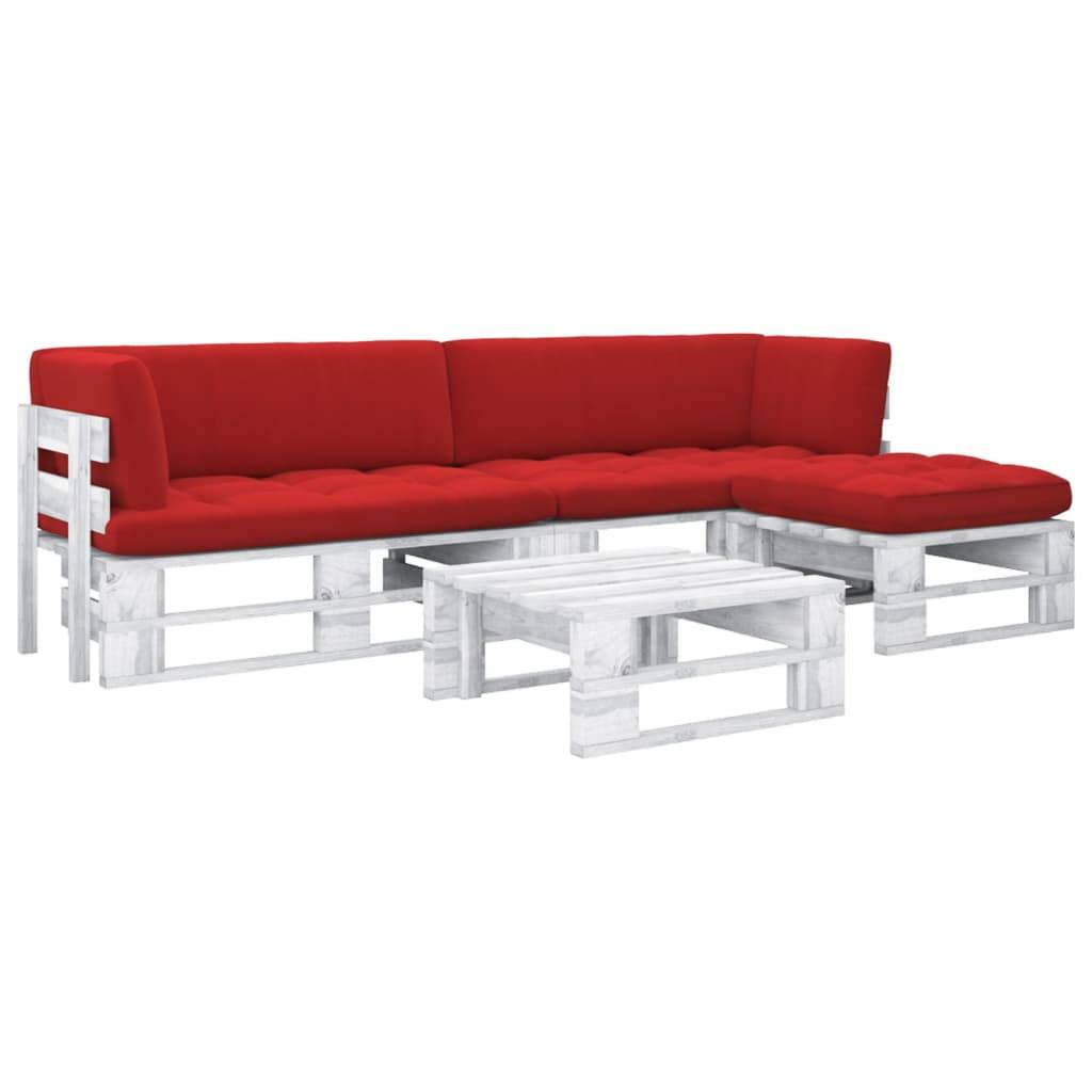 Vidaxl - Salon de jardin palette 4 pcs et coussins Pin imprégné de blanc vidaXL 3066787 - Image 1
