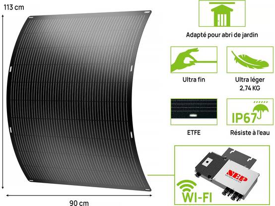 Lot De 2 Panneaux Solaire Plug And Play Flexible - 400w "urban Center" - Noir -viva Green - Image 3