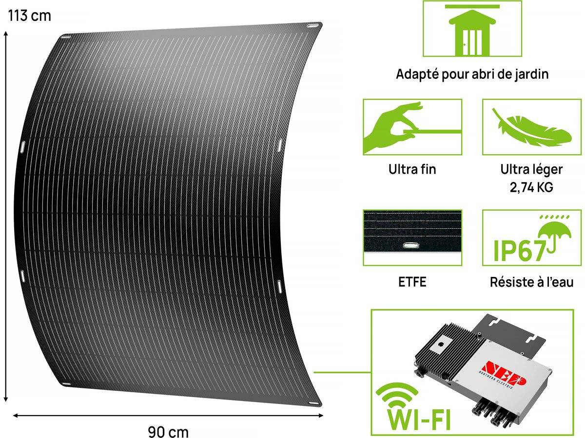 Lot De 2 Panneaux Solaire Plug And Play Flexible - 400w "urban Center" - Noir -viva Green - Image 3