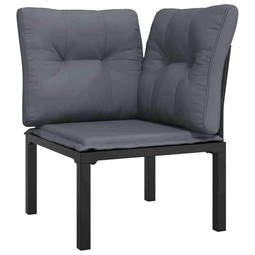 Helloshop26 - Salon de jardin meuble d'extérieur ensemble de mobilier 4 pièces noir et gris résine tressée - Image 2