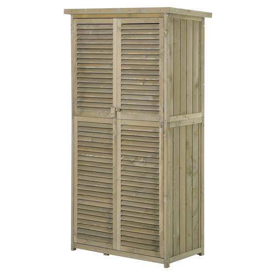 ComfortXL - Armoire de jardin bois sapin et pin 87 x 46,5 x 160 cm grise 4 compartiments toit bitumé portes ventilées - Image 10