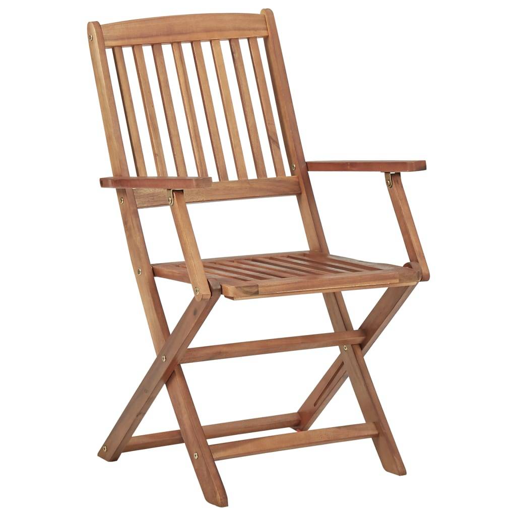 Chaises pliables jardin Bois acacia avec coussins gris 54 x 57 x 91 cm - PANGIVO - Image 4