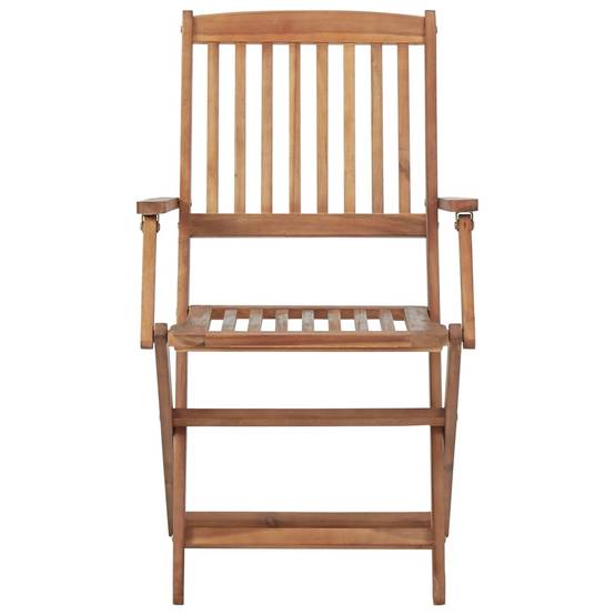 Chaises pliables jardin Bois acacia avec coussins gris 54 x 57 x 91 cm - PANGIVO - Image 5