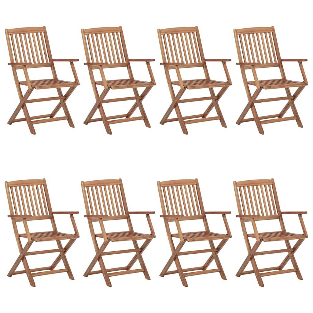 Chaises pliables jardin Bois acacia avec coussins gris 54 x 57 x 91 cm - PANGIVO - Image 2