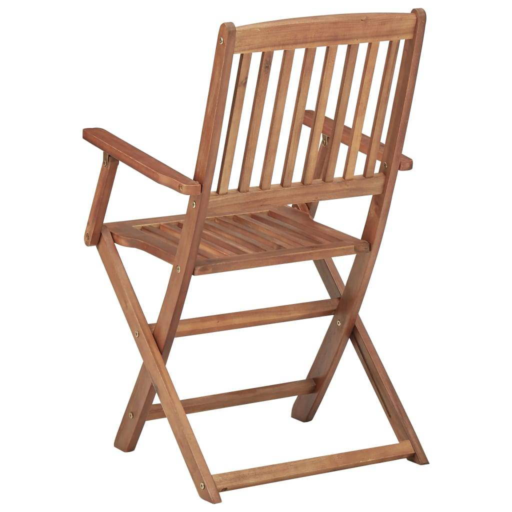 Chaises pliables jardin Bois acacia avec coussins gris 54 x 57 x 91 cm - PANGIVO - Image 7