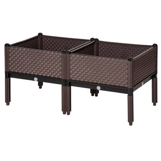 Ensemble de 2 jardinières d'extérieur carrées surélevées, combinaison libre, 50 x 50 x 46,5 cm, marron - Image 2