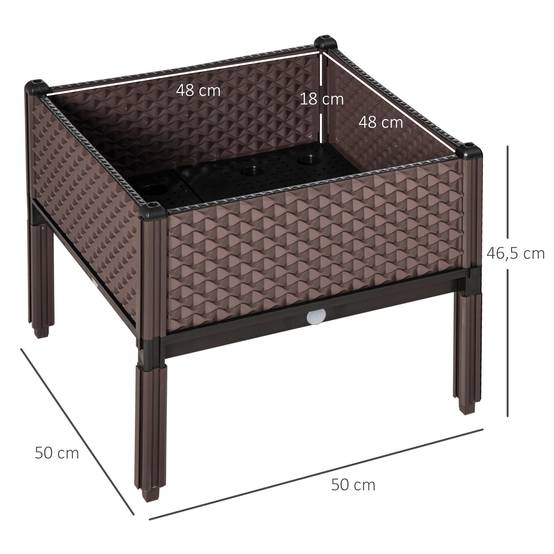 Ensemble de 2 jardinières d'extérieur carrées surélevées, combinaison libre, 50 x 50 x 46,5 cm, marron - Image 5