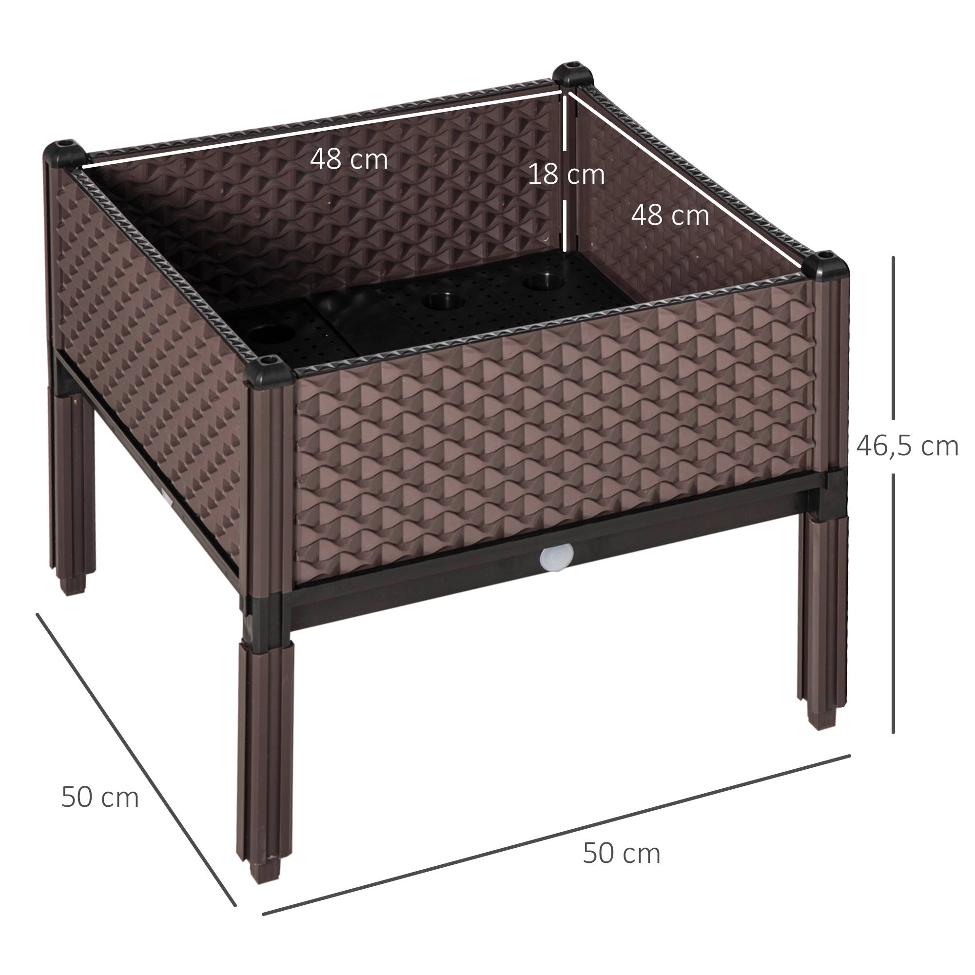 Ensemble de 2 jardinières d'extérieur carrées surélevées, combinaison libre, 50 x 50 x 46,5 cm, marron - Image 5