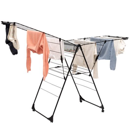 Séchoir linge modèle T Easy Open avec roues et pinces - PRACTO HOME - Image 1